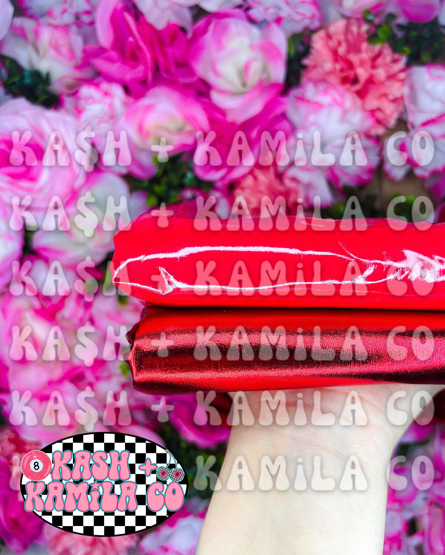 Red Pleather Bows/Piggies (Clip/Nylon)