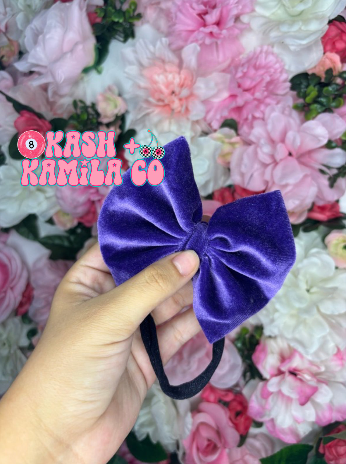 RTS 4” Bow Velvet Purple/Black Nylon