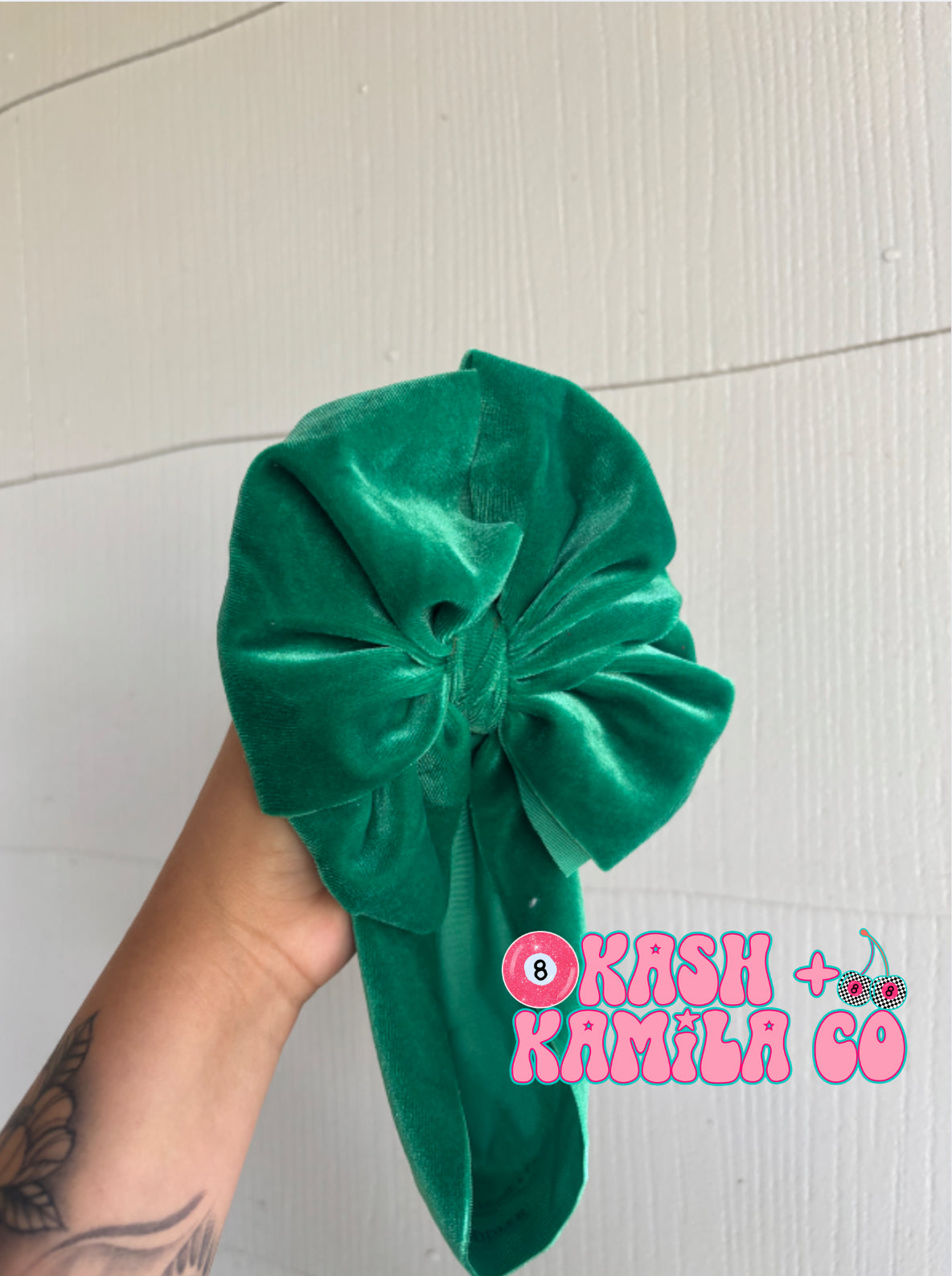 RTS Messy Headwrap Velvet Green/Baby