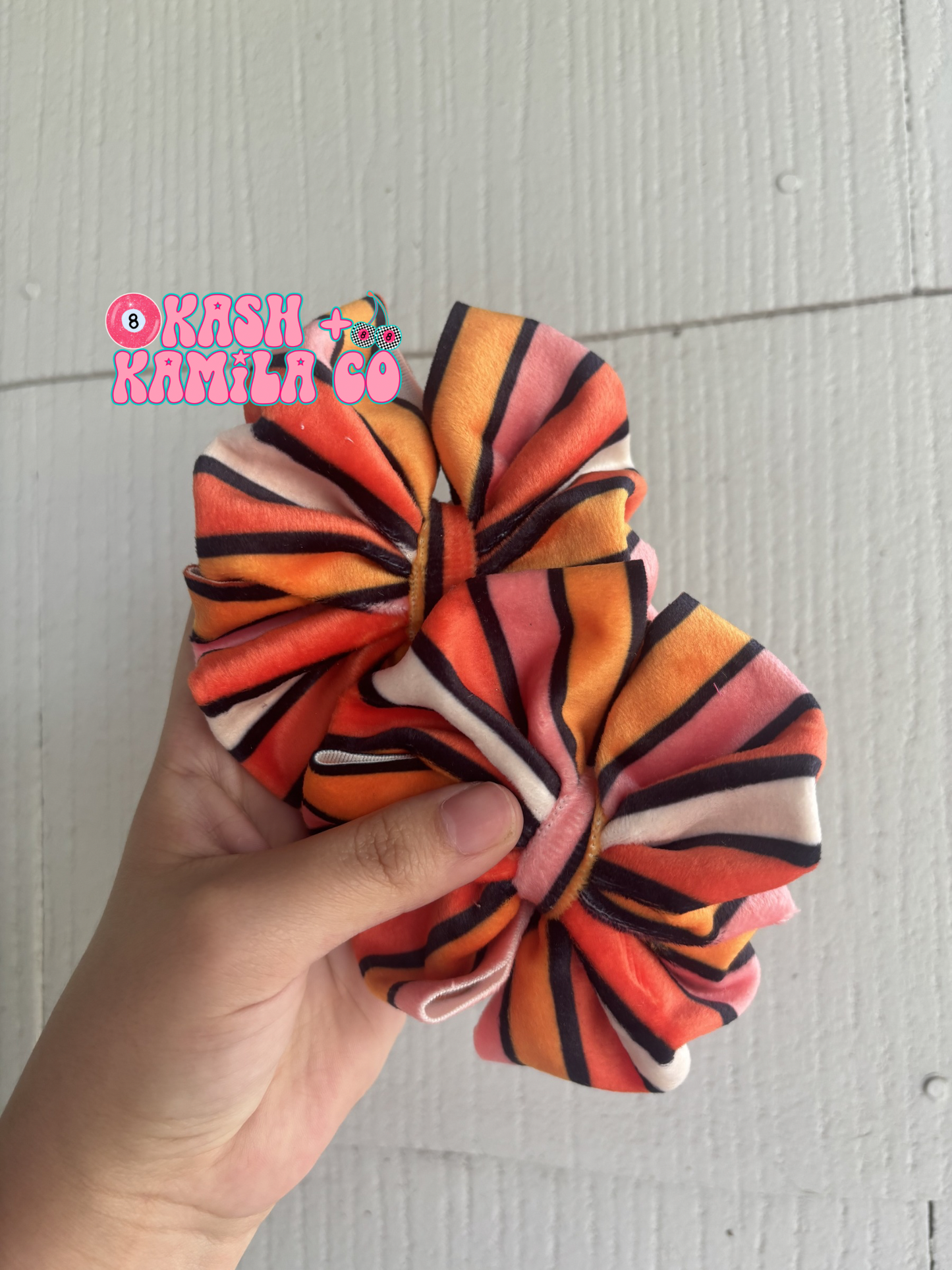 RTS Messy Piggies Velvet Orange Stripes / Clip