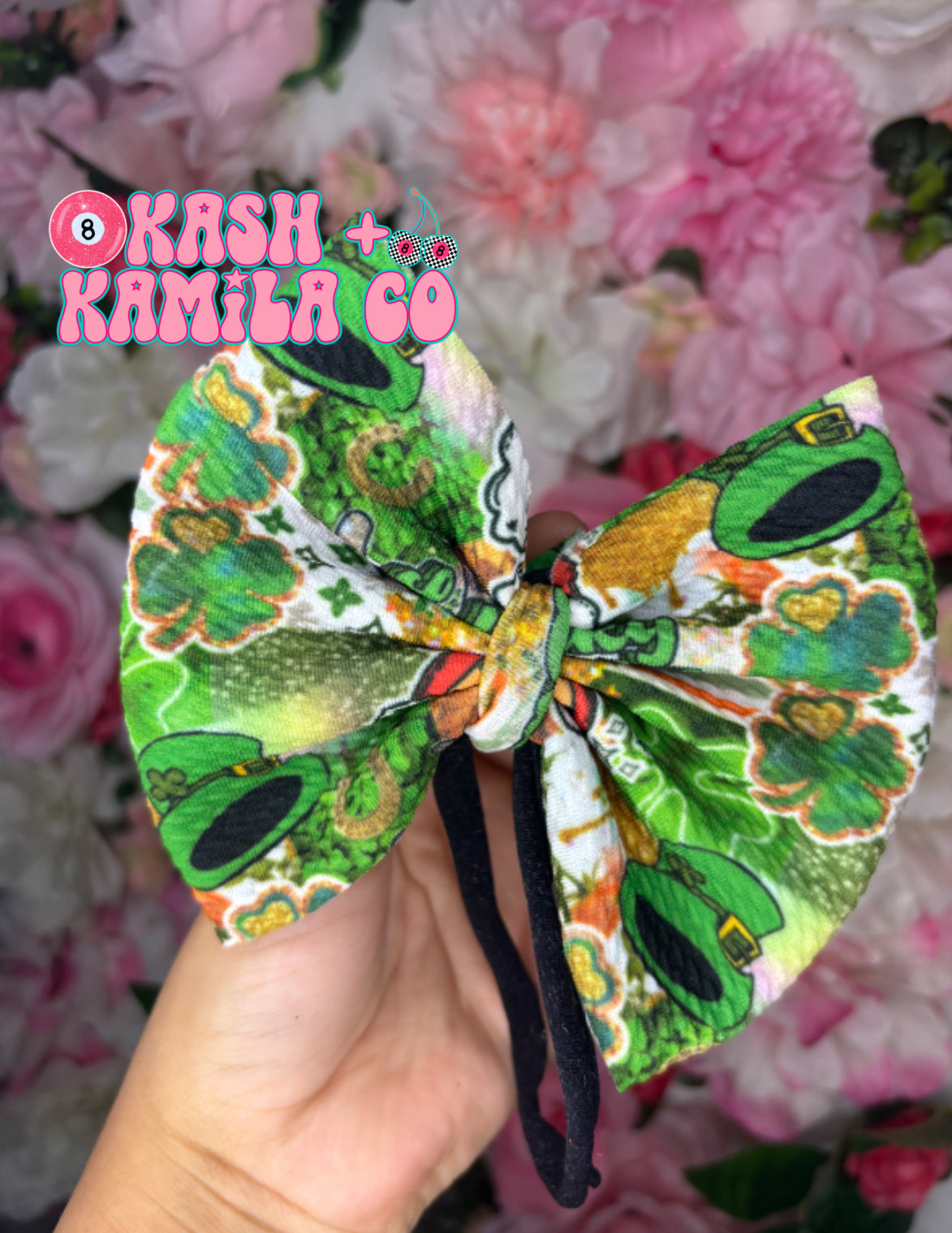 RTS 5” Bow St Patty’s Day/Black Nylon