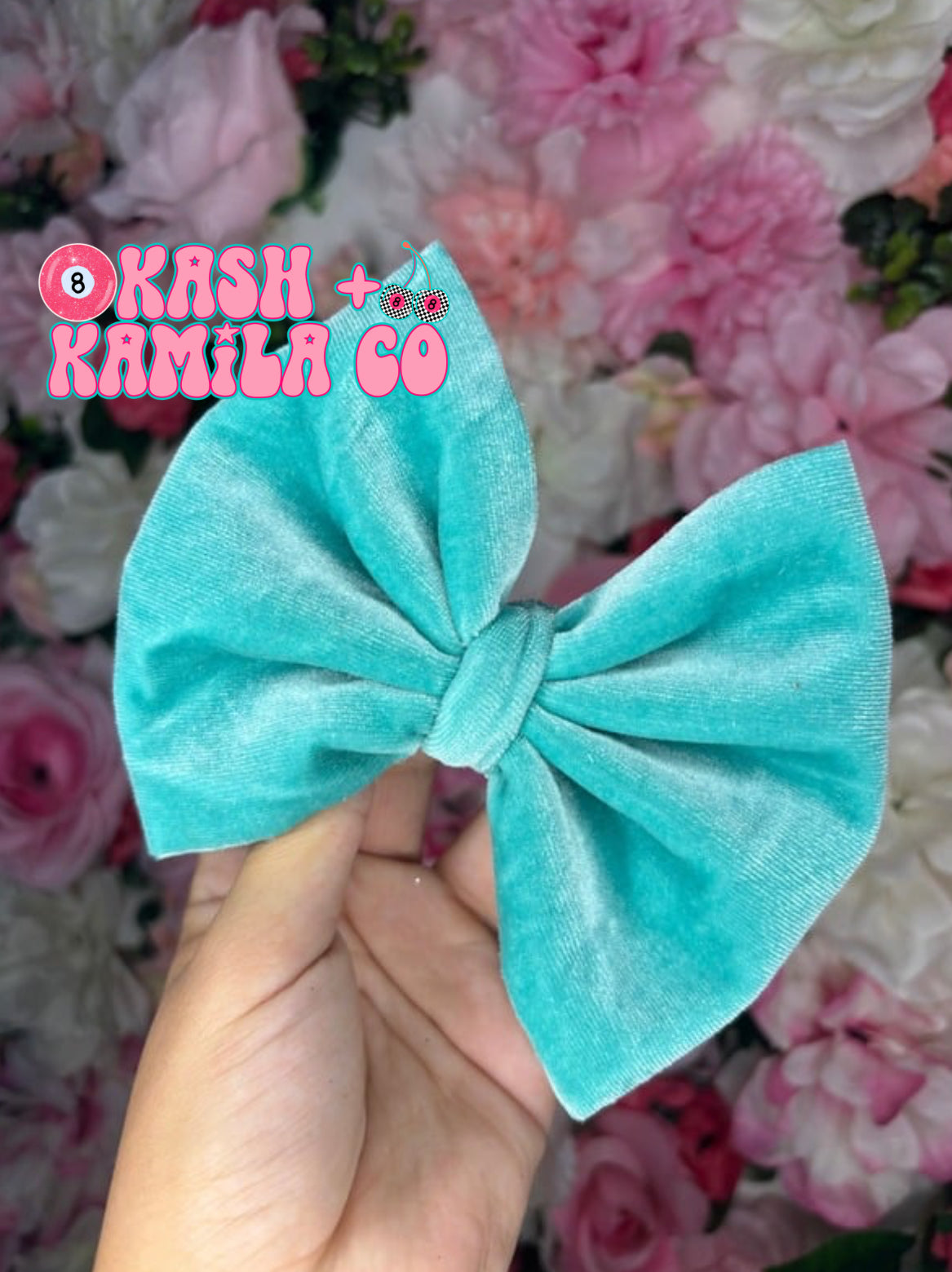RTS 5” Bow Velvet Turquoise/Clip