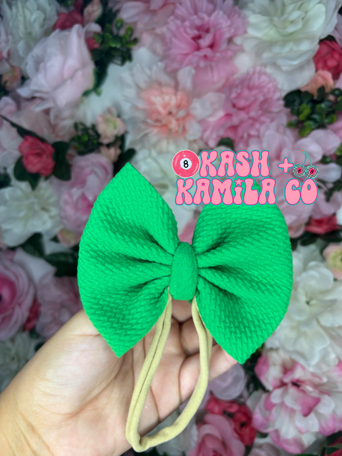 RTS 4” Bow Green/Nude Nylon