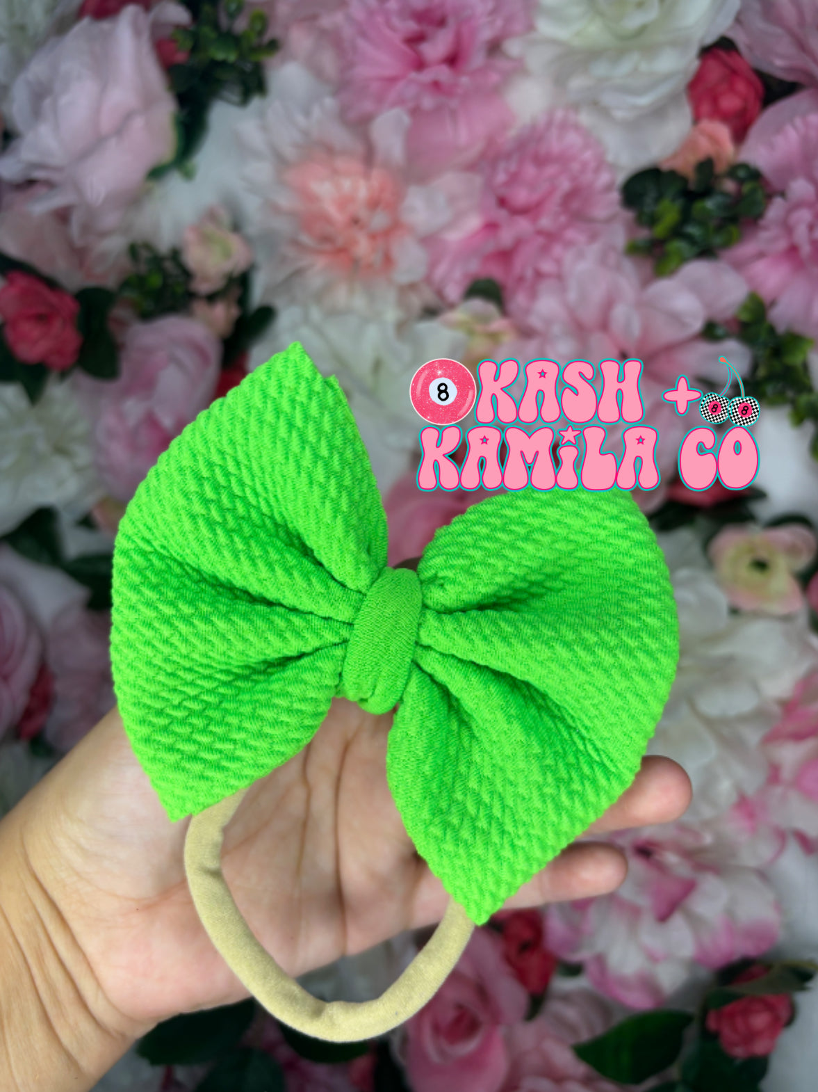 RTS 4” Bow Lime Green/Nude Nylon