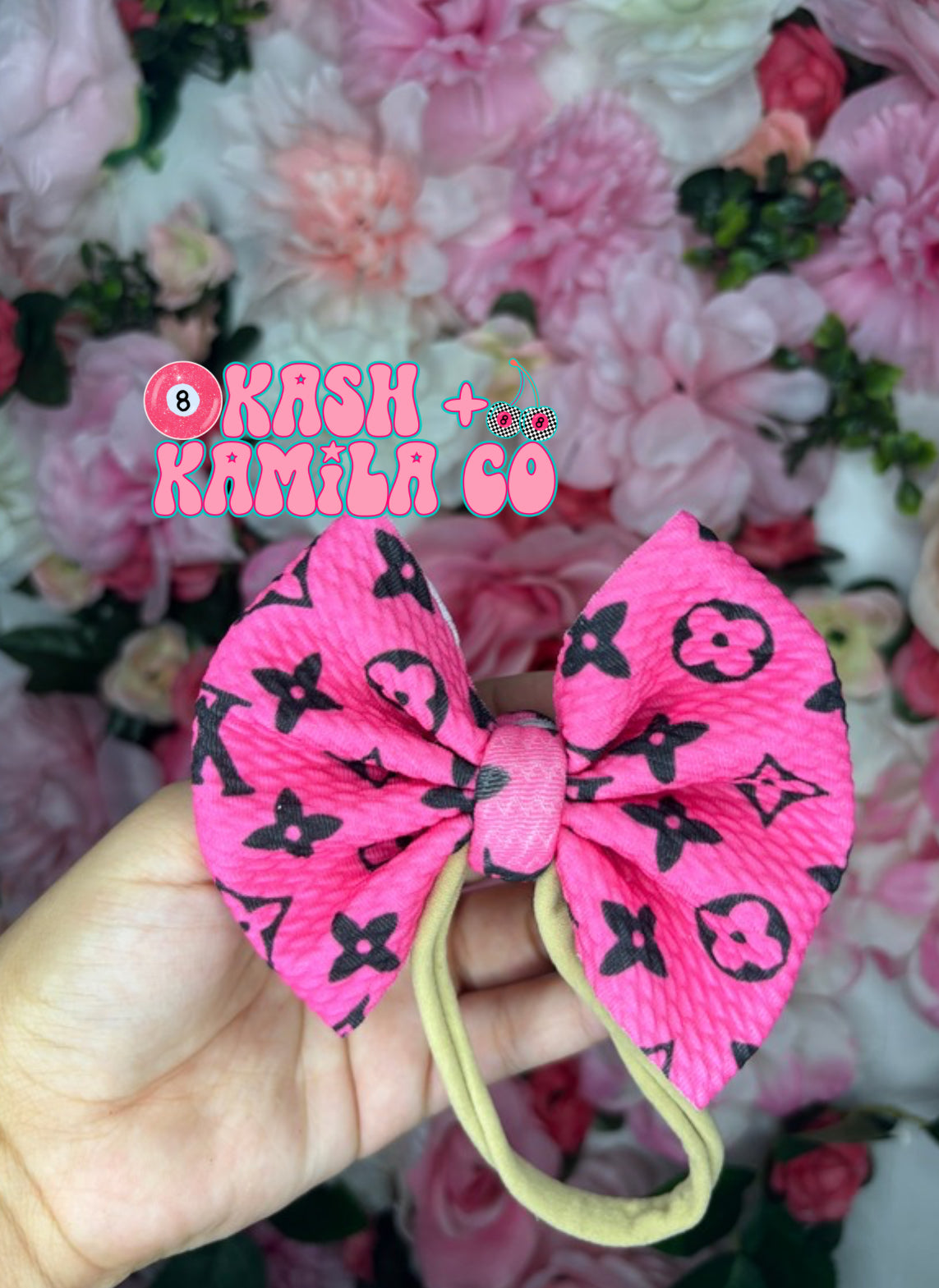 RTS 4” Bow Pink-Black LV/Nude Nylon