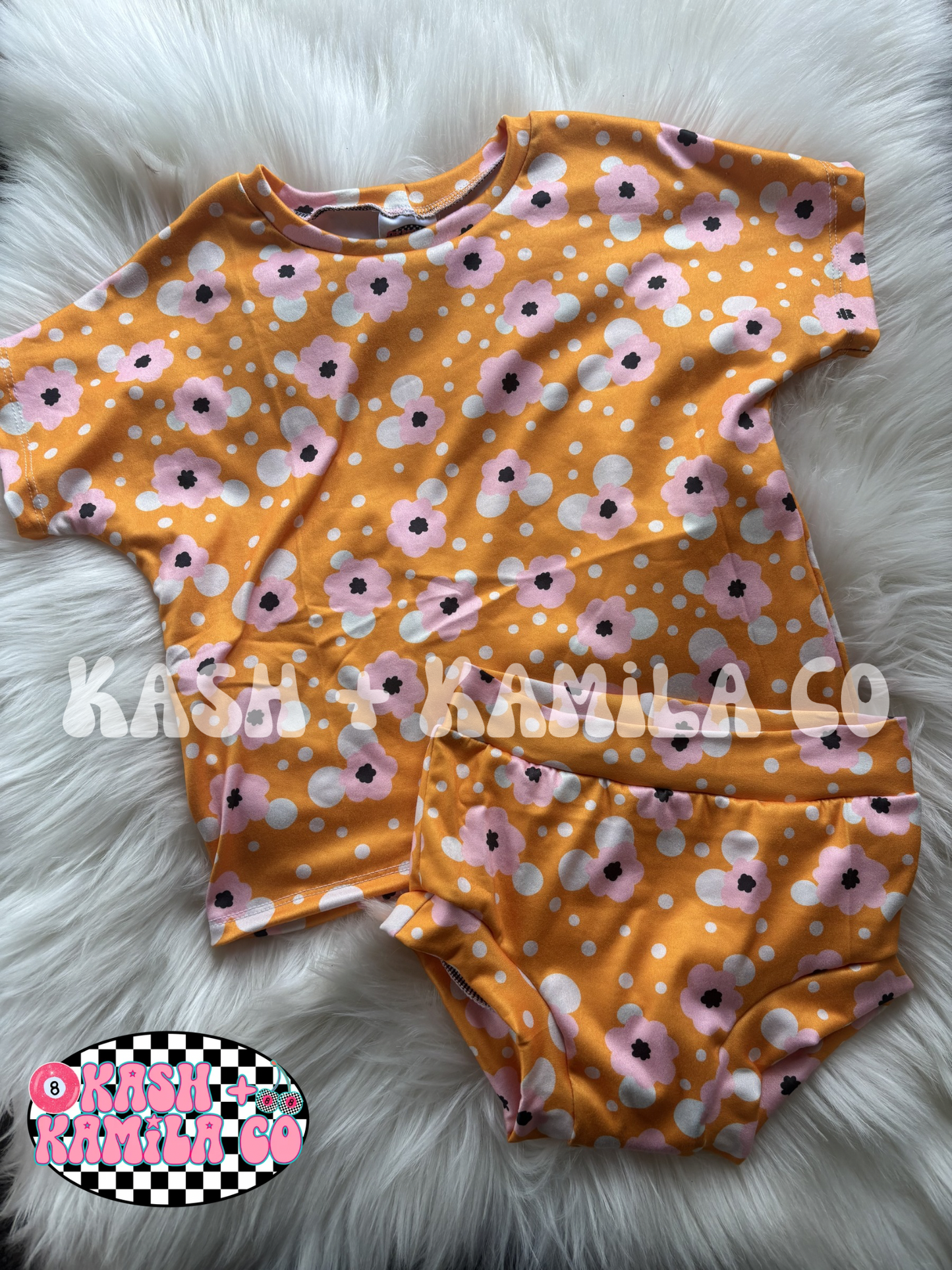 RTS Bummies Golden w/Pink Flowers 12-18m