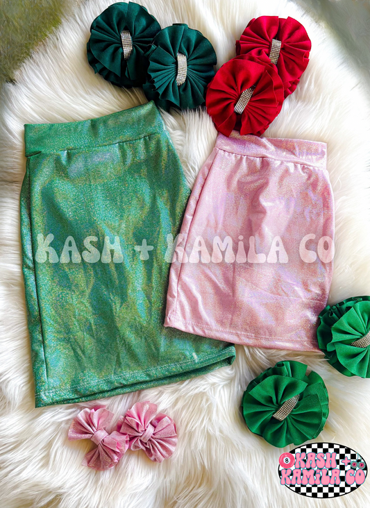 RTS Green Shimmer Pencil Skirt