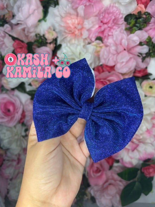 RTS 5” Bow Royal Blue Glitter/Clip