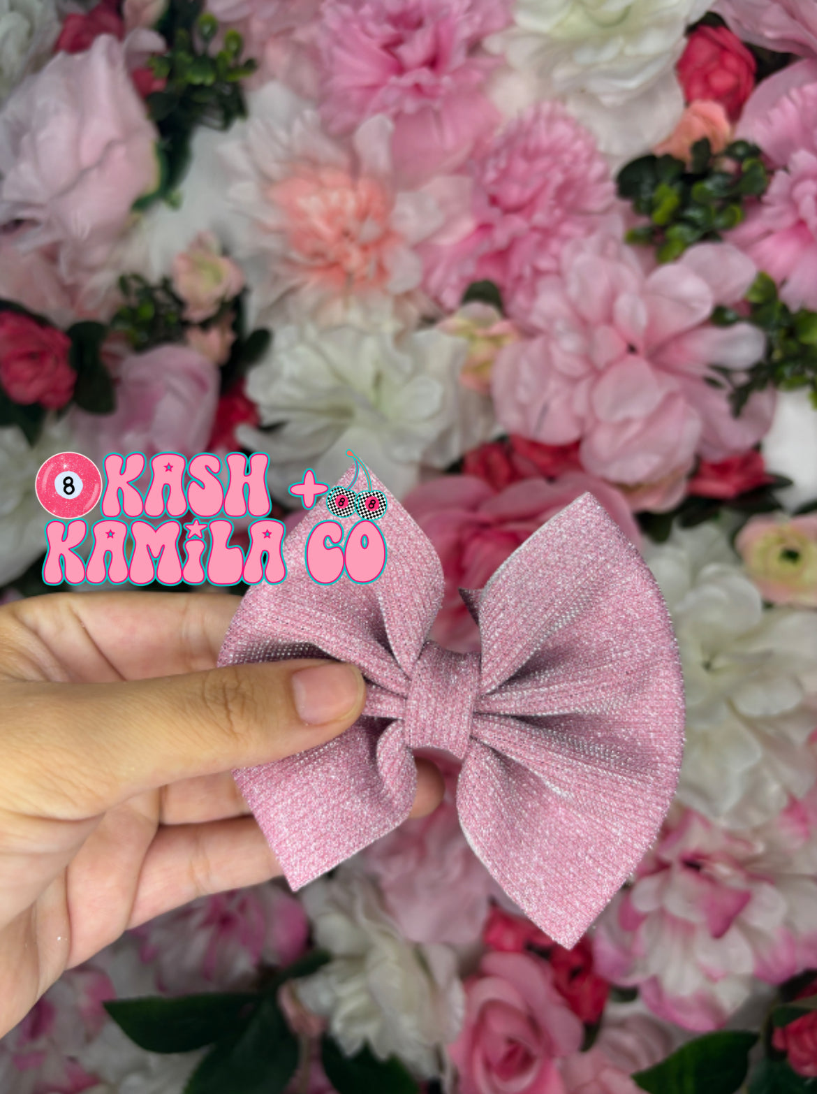 RTS 4” Bow Pink Glitter/Clip