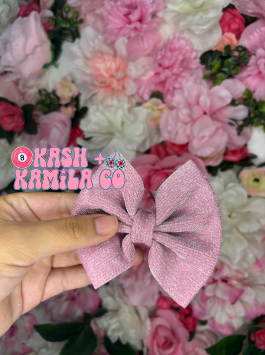 RTS 4” Bow Pink Glitter/Clip