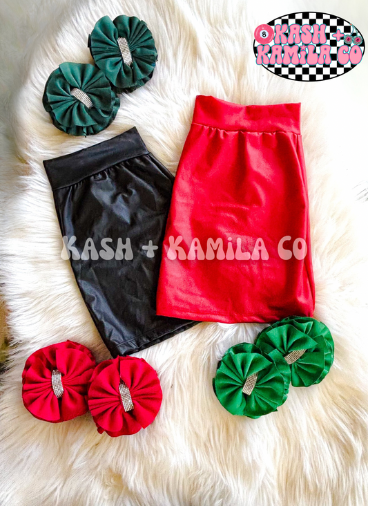 RTS Red Pleather Pencil Skirt