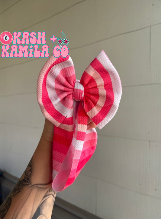 RTS 5” Headwrap Pink Stripes/Newborn