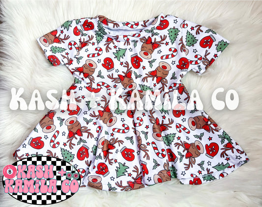 RTS Short Sleeve Reindeer Peplum 12-18m
