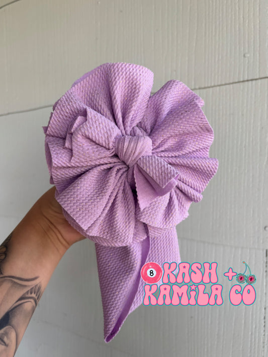 RTS Shredded Headwrap Lilac w, Gold/Baby