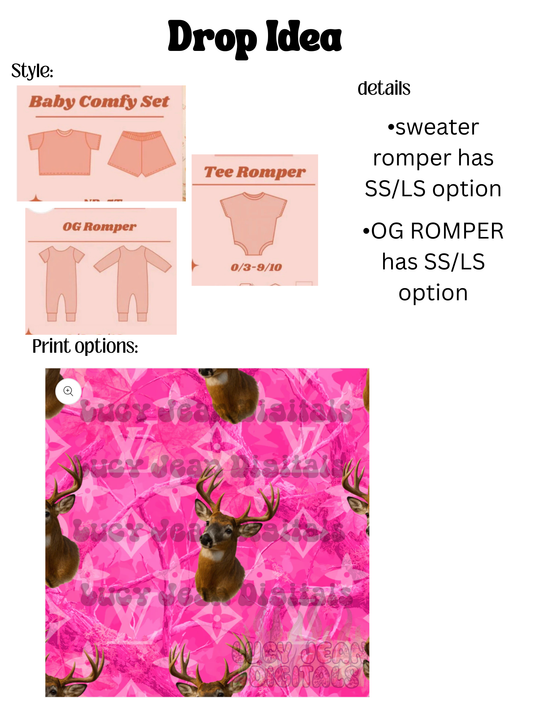 DROP Pink Boujee Deer/Camo URBAN RIB MATERIAL