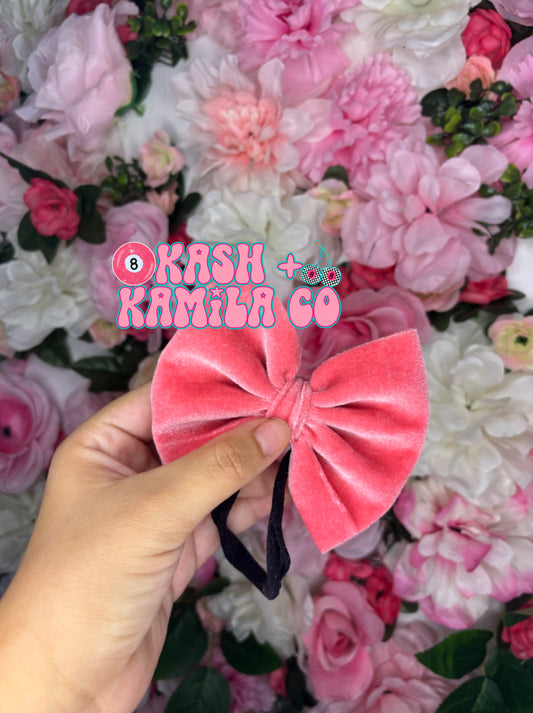 RTS 4” Bow Velvet Coral/Nude Nylon