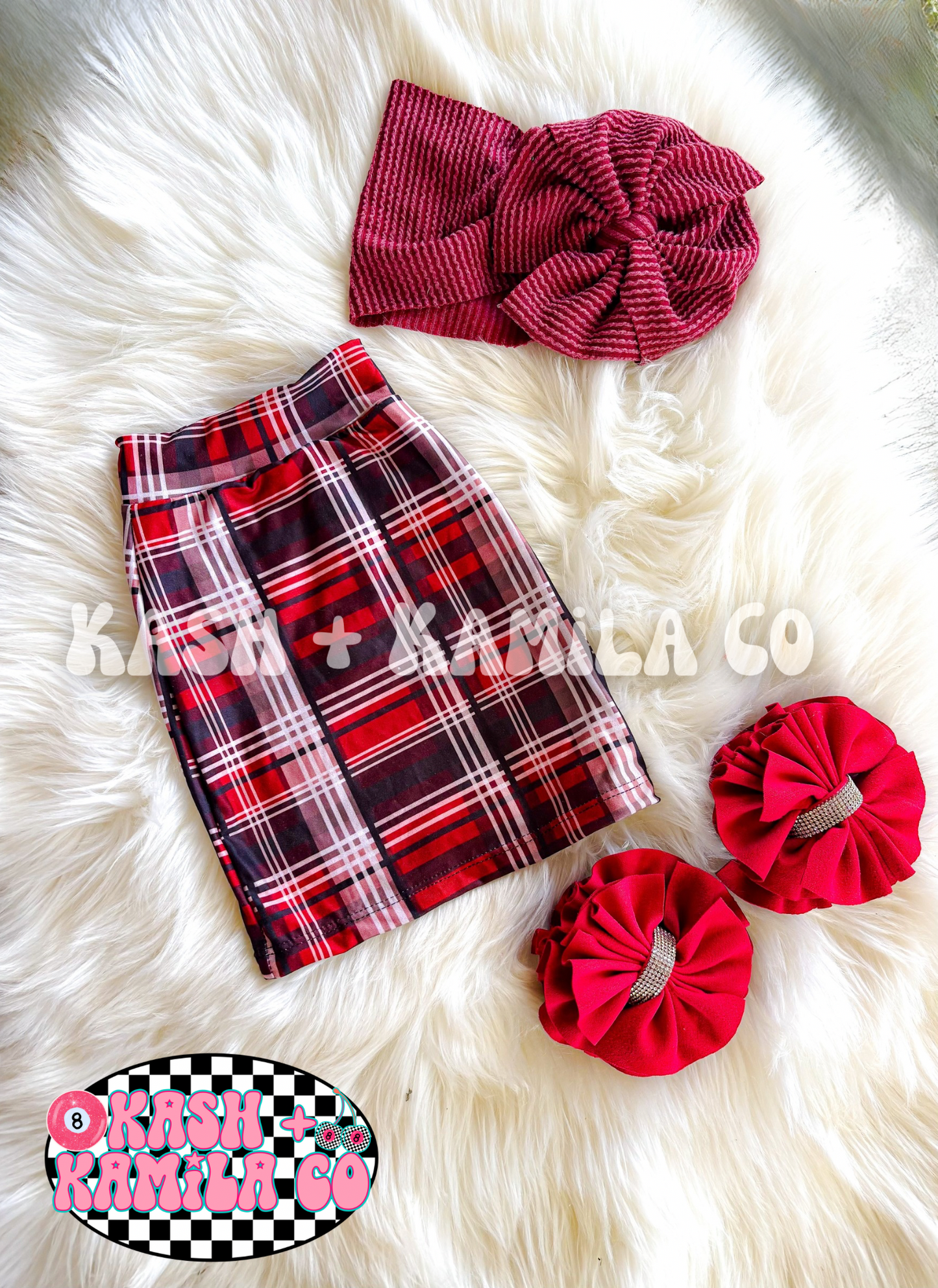 RTS Maroon Plaid Pencil Skirt