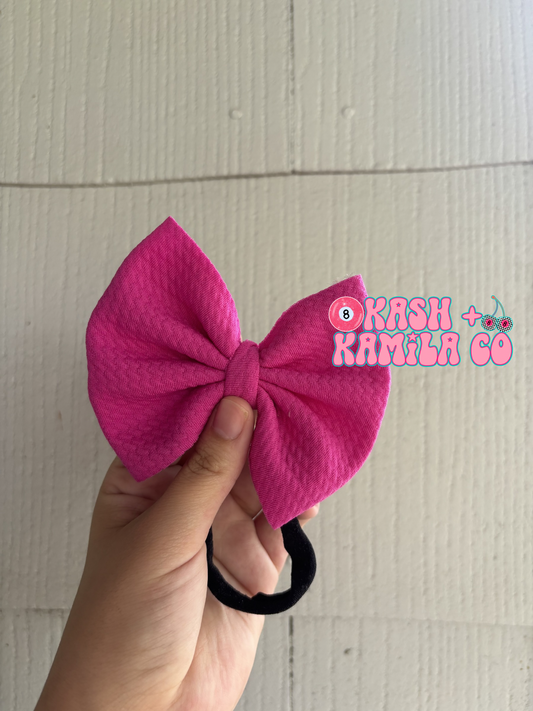RTS 4” Bow Flamingo Pink / Black Nylon