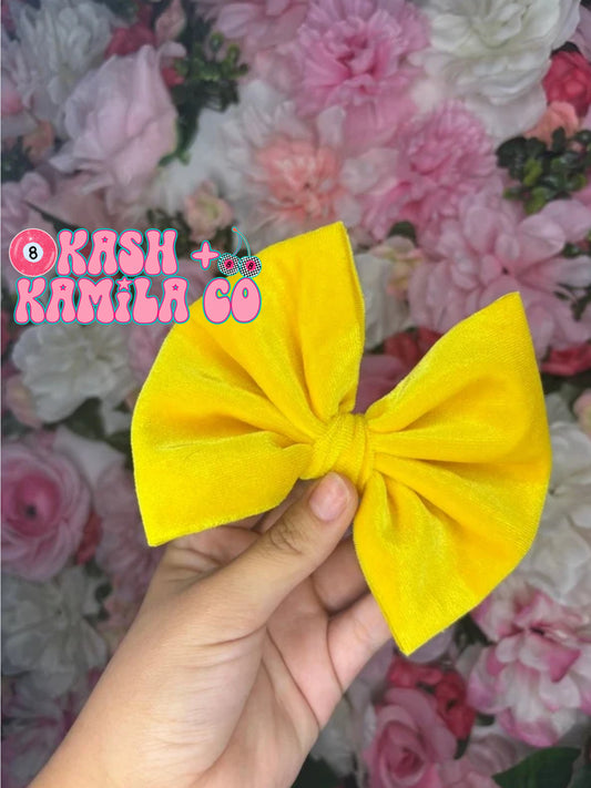 RTS 5” Bow Velvet Yellow/Clip