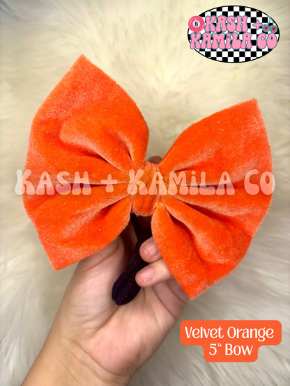 MTO Velvet Solids (6) Bows & Piggies (Clip/Nylon)