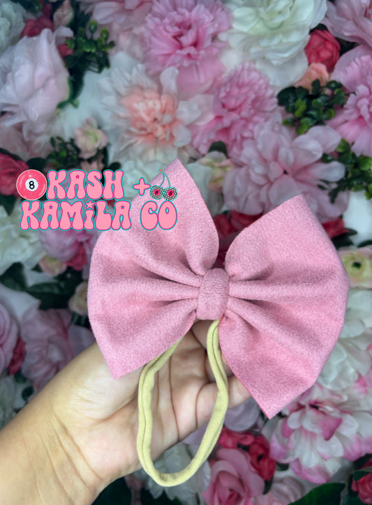 RTS 5” Bow Pink Suede/Nude Nylon