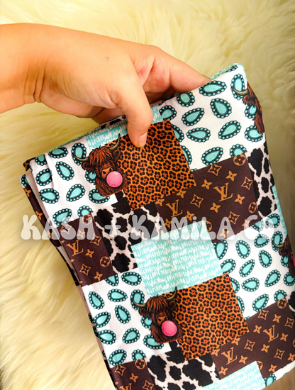 MTO | Mock Neck Sweater Highland Cow Patchwork