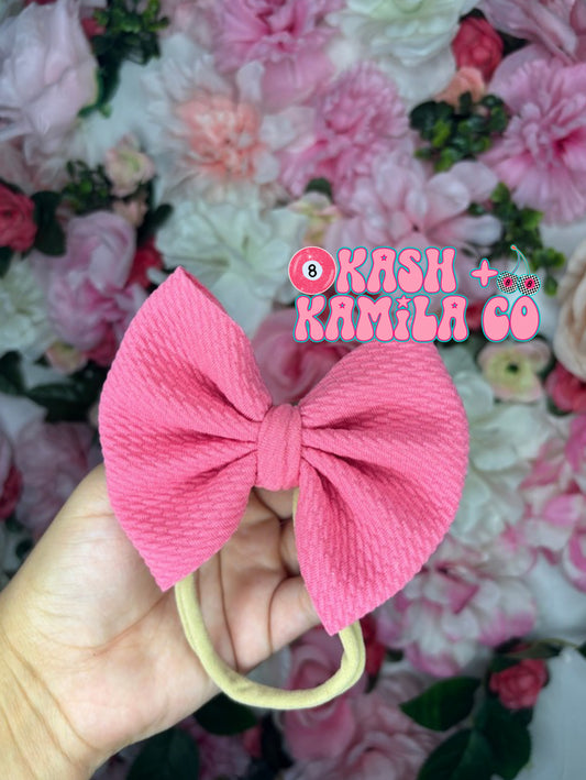 RTS 4” Bow Bubble Gum Pink/Nude Nylon