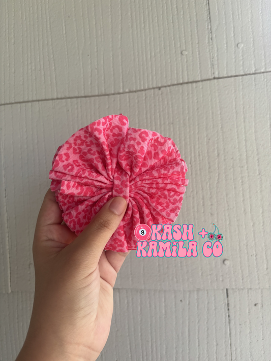 RTS Shredded Single Bow Pink Leopard / Clip