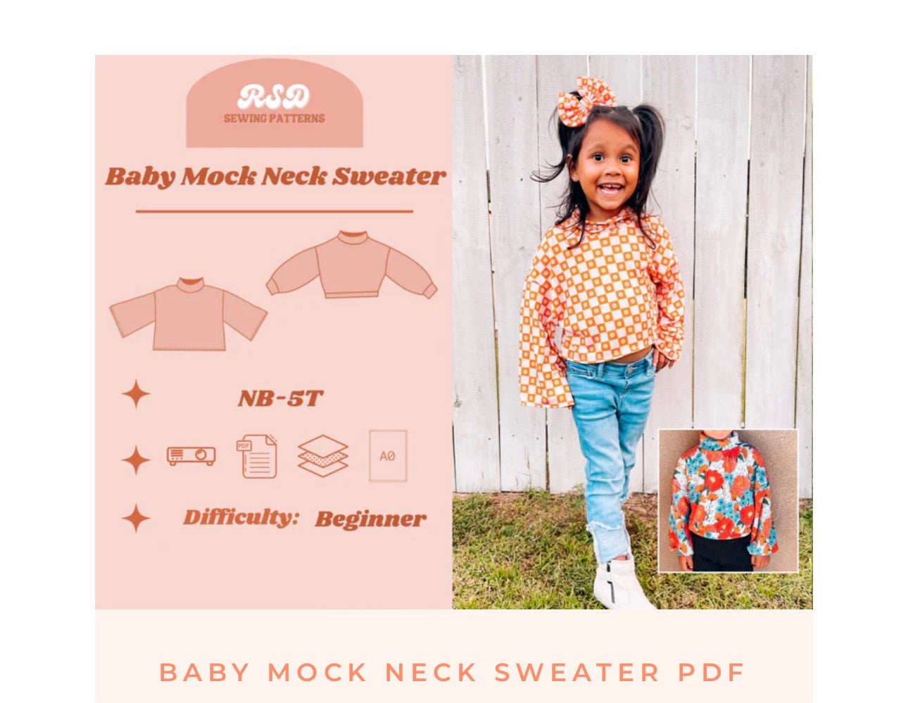 MTO | Mock Neck Sweater Highland Cow Patchwork