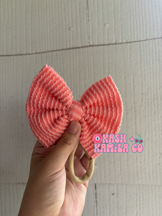 RTS 4” Bow Coral Urban Rib / Nude Nylon