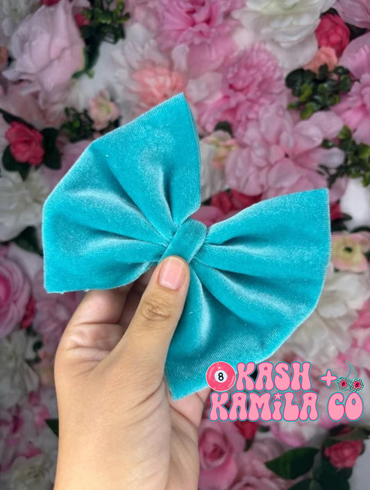 RTS 5” Bow Jade Velvet/Clip