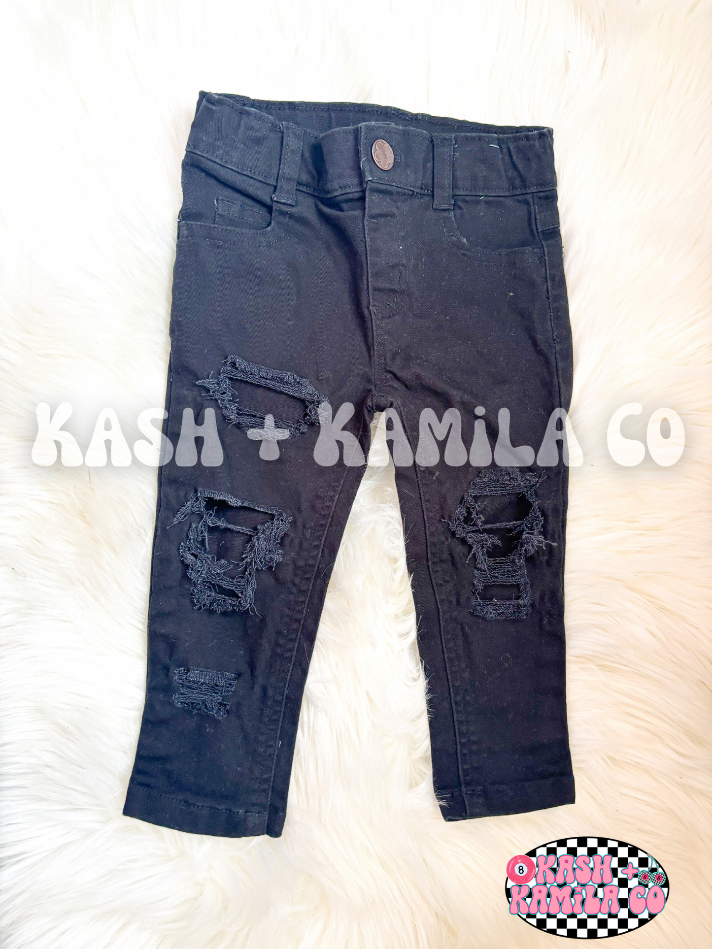 RTS Distressed Black Skinny Jeans