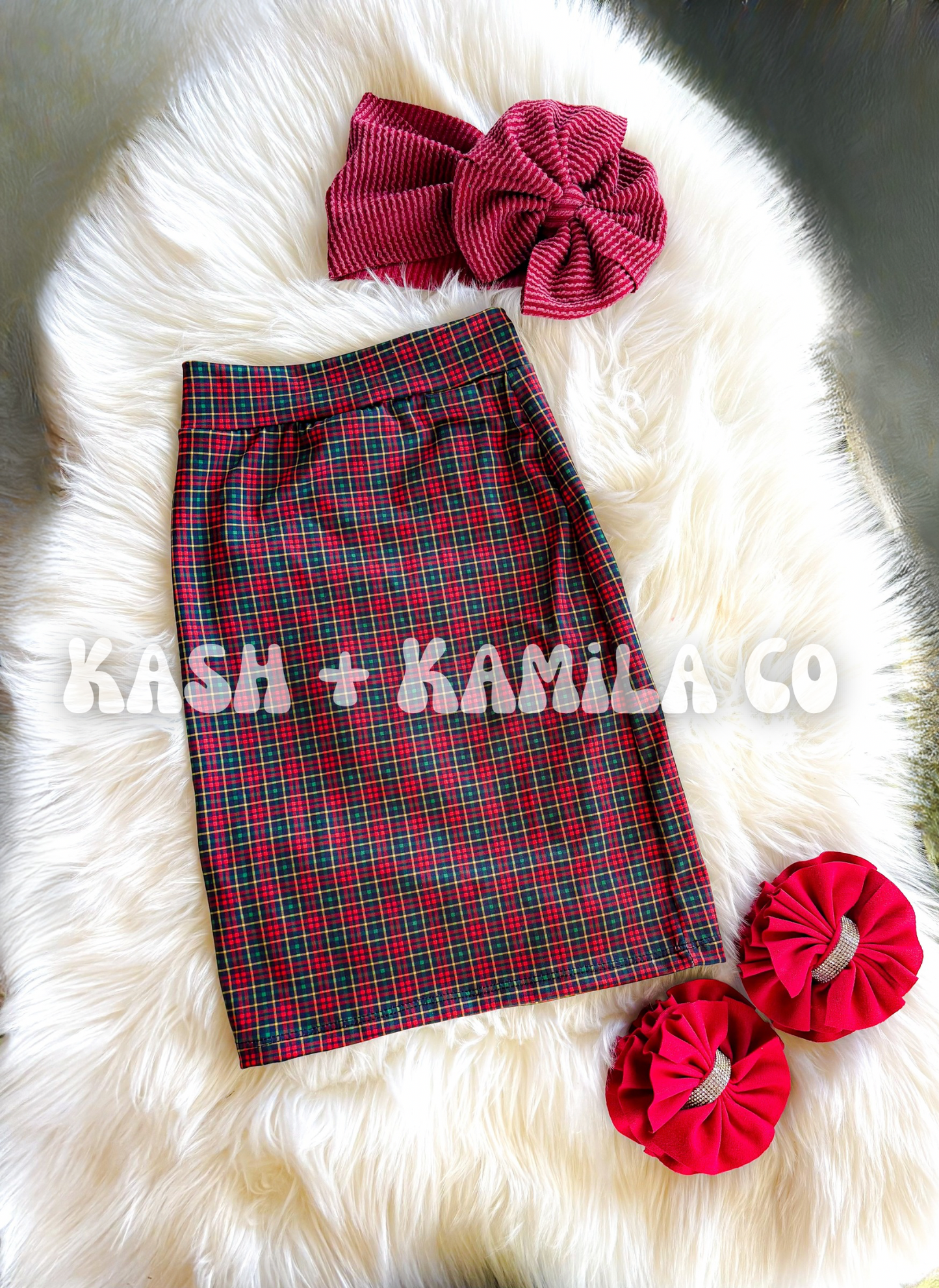 RTS Christmas Plaid (Red/Green) Pencil Skirt