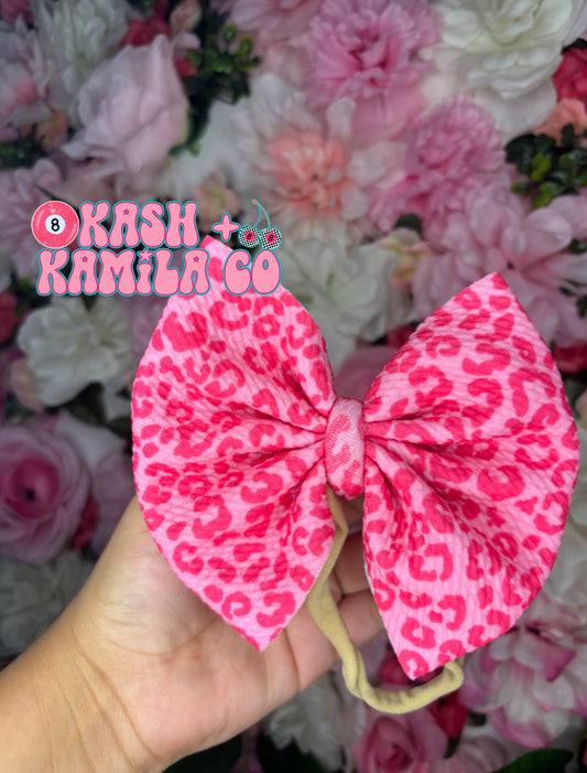 RTS 5” Bow Pink Leopard/Nude Nylon