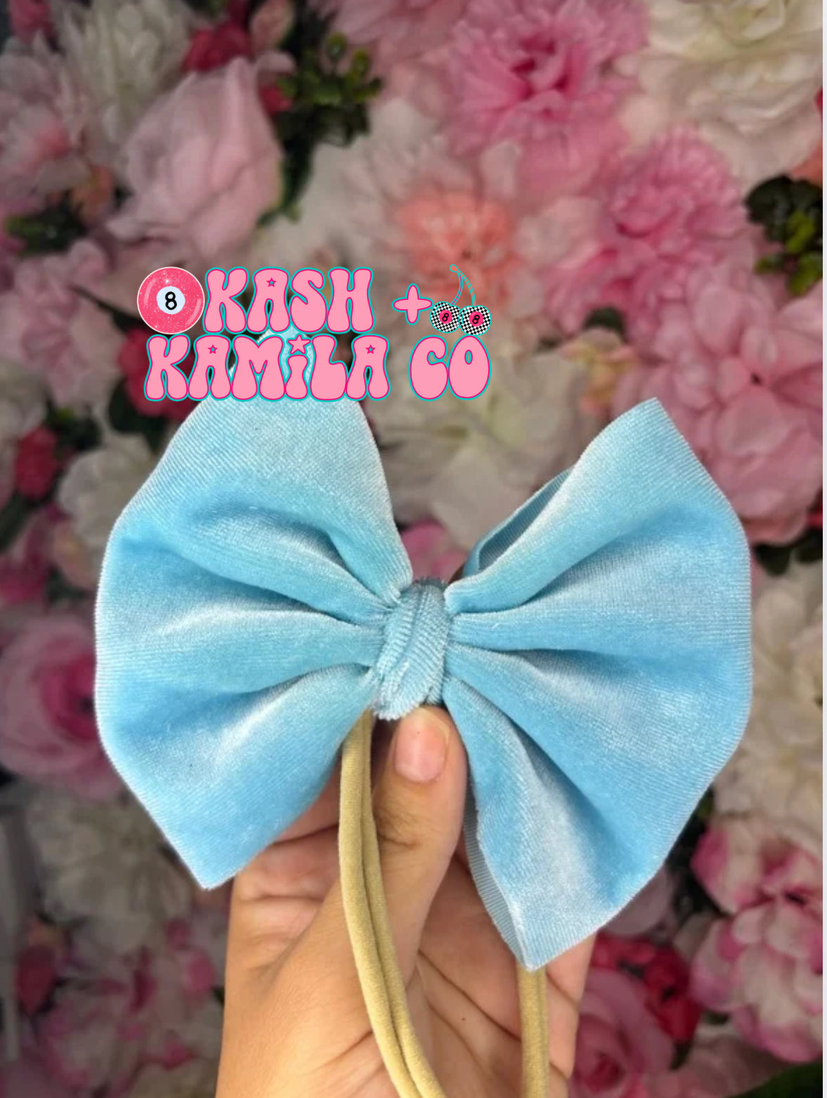 RTS 5” Bow Velvet Aqua/Nude Nylon