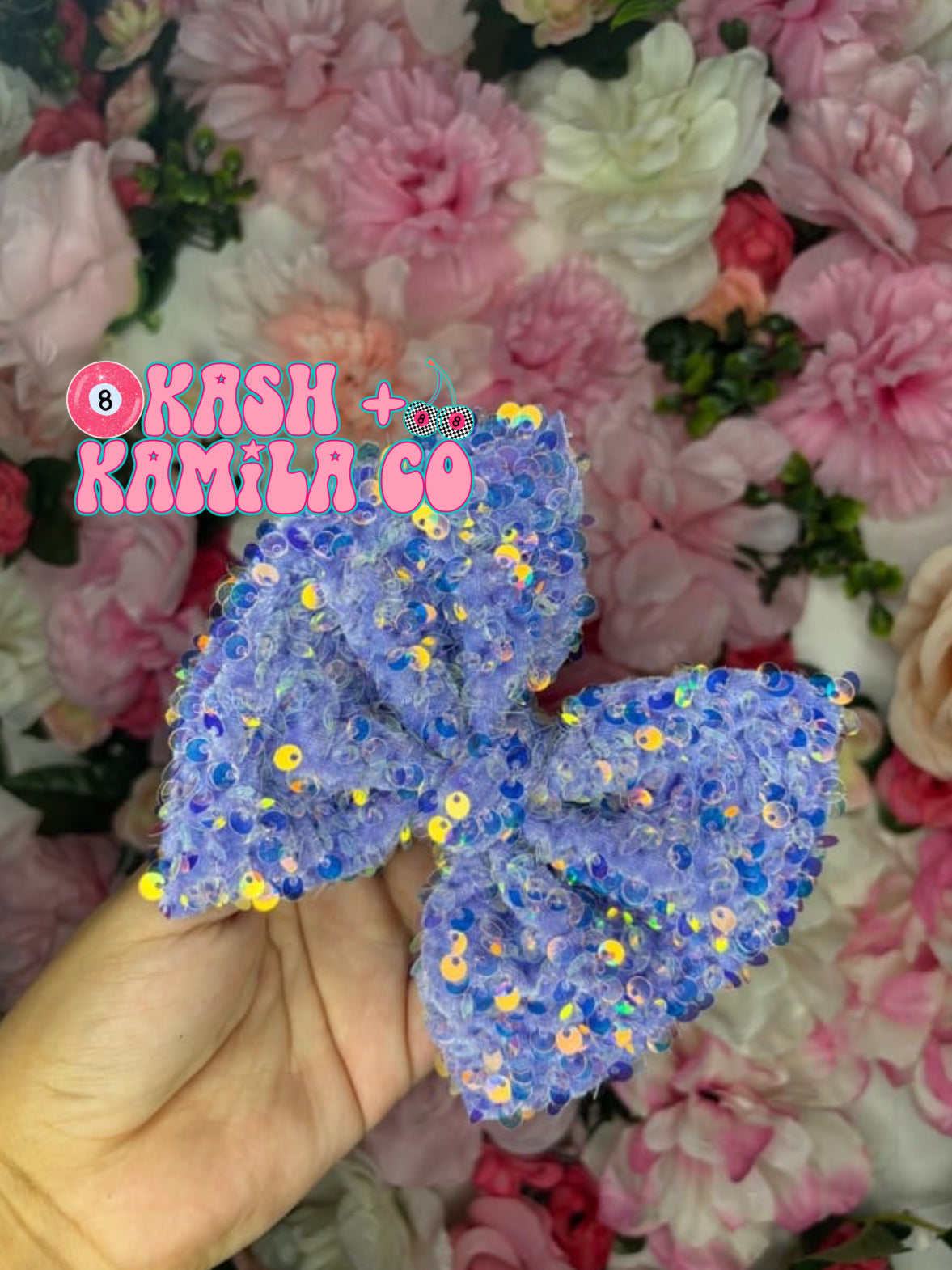 RTS 5” Bow Lilac Sequins/Clip