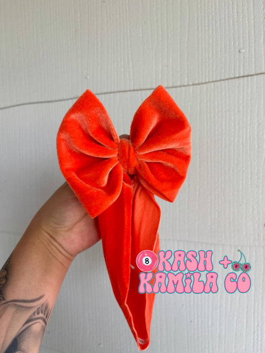 RTS 5” Headwrap Velvet Orange/Toddler