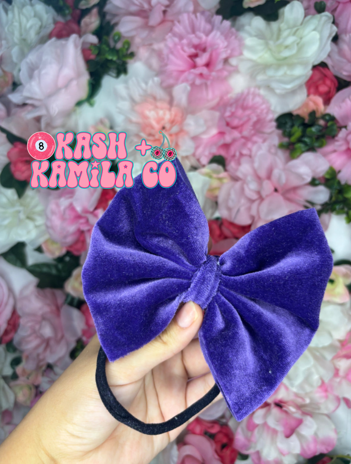 RTS 5” Bow Velvet Purple/Black Nylon