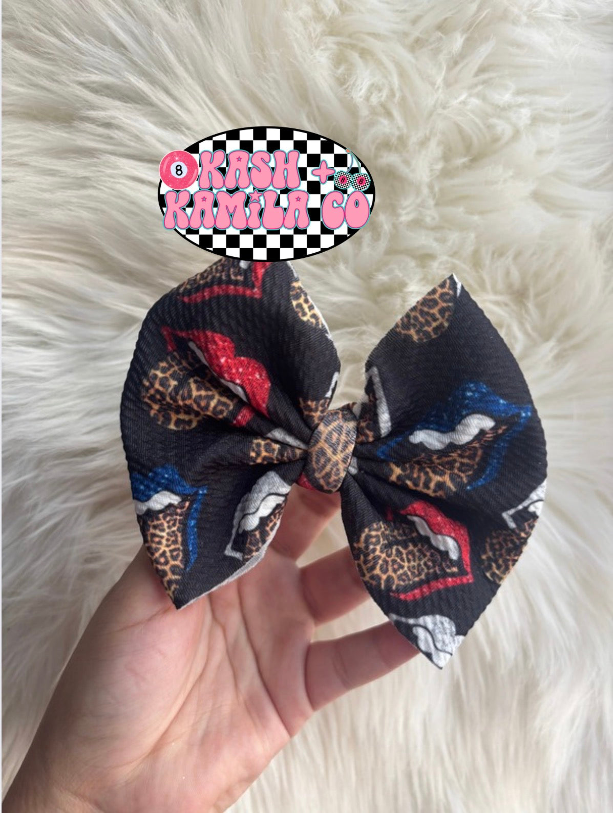 RTS 5” Bow 4OJ Leopard Tongue/Nude Nylon