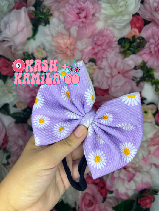 RTS 5” Bow Purple Daisys/Black Nylon