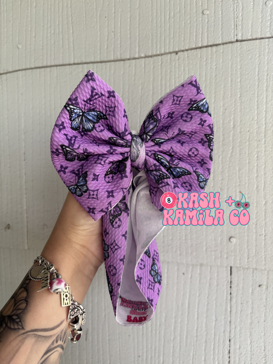 RTS 5” Headwrap Purple LV Butterfly / Baby