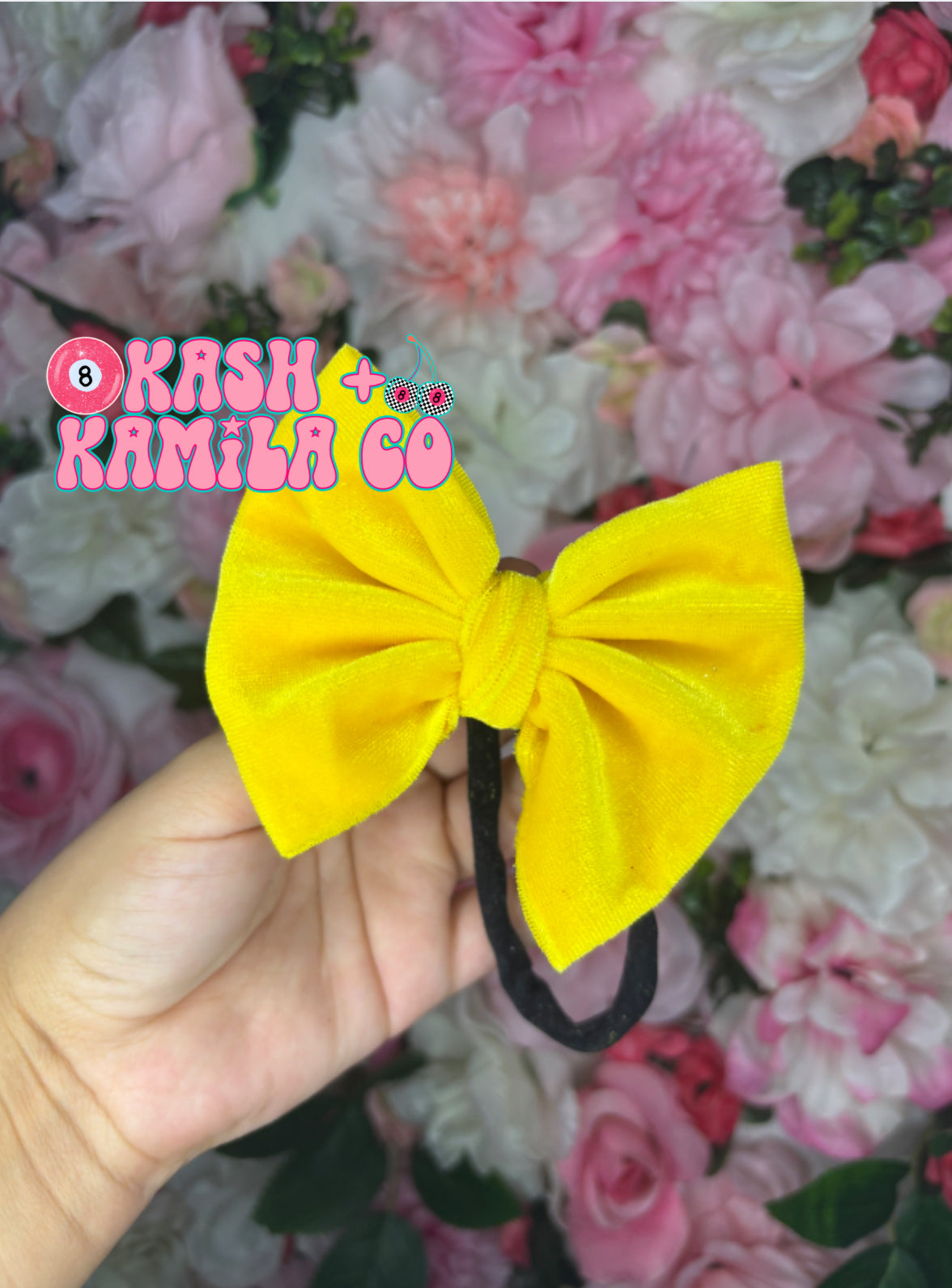 RTS 4” Bow Velvet Yellow/Black Nylon