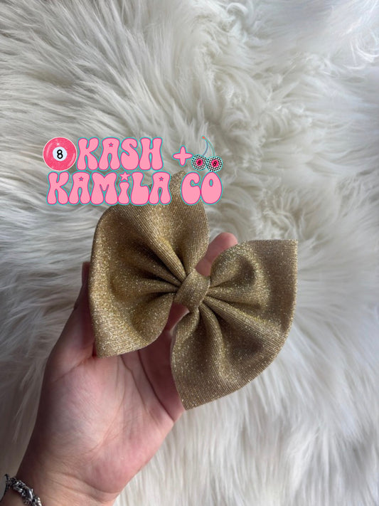 RTS 5” Bow Glitter Gold/Clip