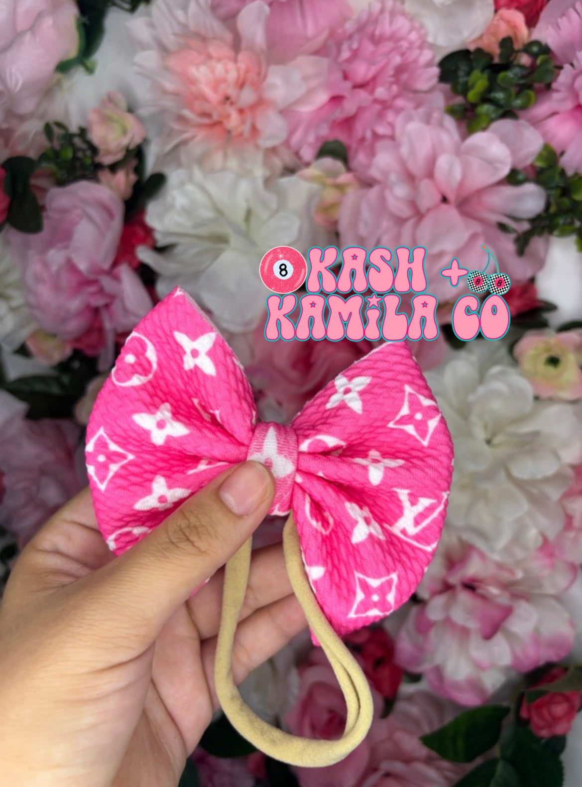 RTS 4” Bow Pink-White LV/Clip