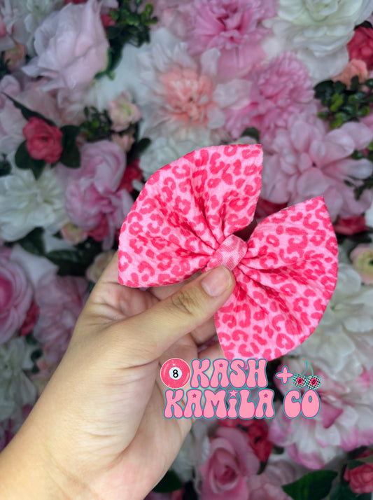 RTS 4” Bow Pink Leopard/Clip