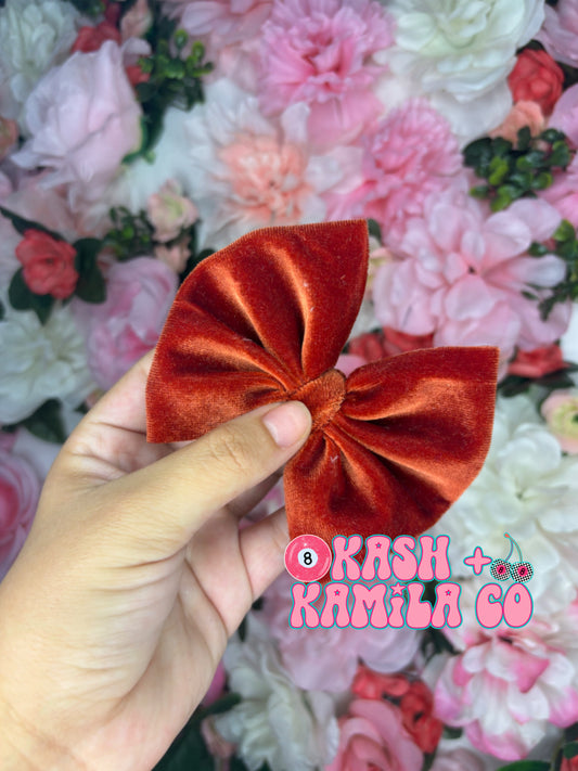 RTS 4” Bow Velvet Rust / Clip