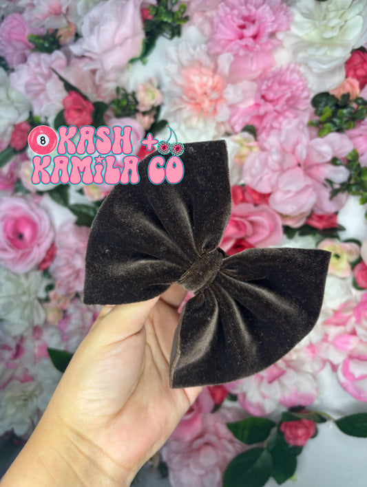RTS 5” Bow Velvet Chocolate Brown / Clip