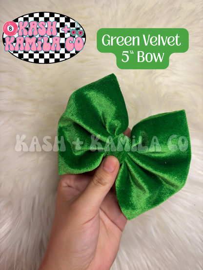 MTO Velvet Green Shades (2) | Bows & Piggies (Clip/Nylon)