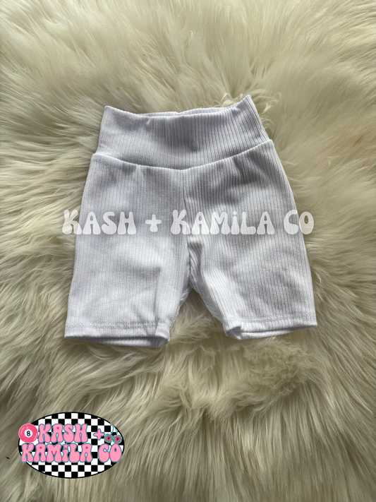 RTS White Rib Biker Shorts 12-18m
