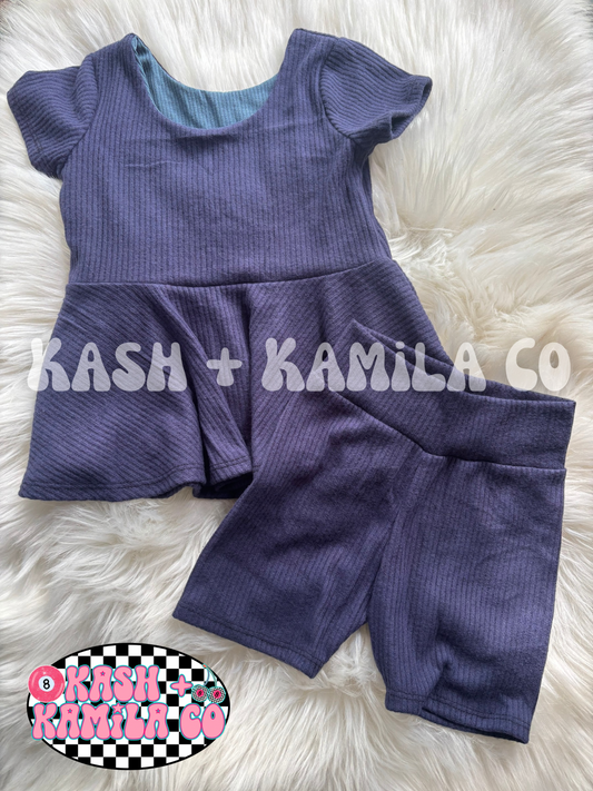 RTS Navy Blue Peplum Top 3T